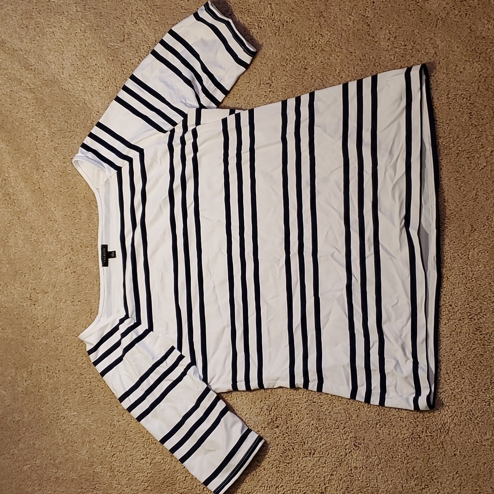 Talbot's Short Sleeve Women's Navy and White Shirt Size Large